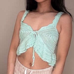Handmade Mint Green Crochet Women Top